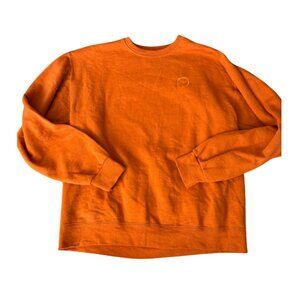 Rust Smiley Face Sweatshirt M Minimalist Embroidered Crewneck